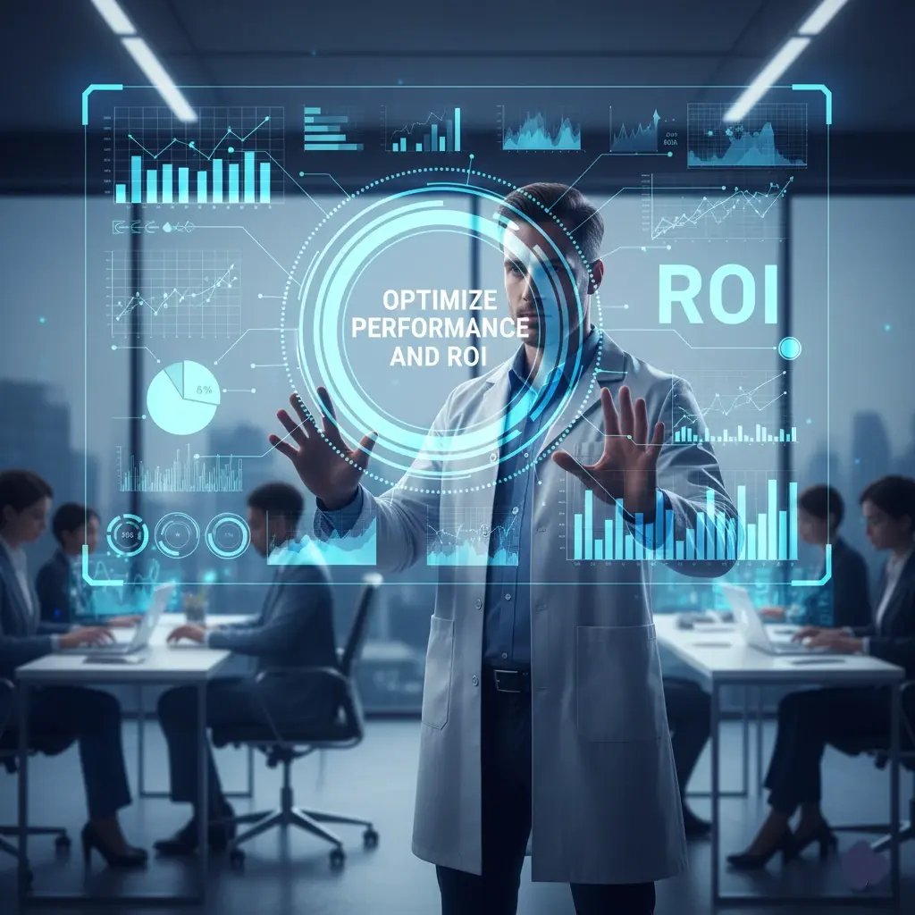 Dashboard showing performance metrics and ROI optimization analytics